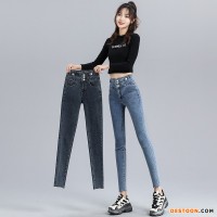 高腰牛仔裤女小脚秋装2020年新款显瘦灰色显高修身紧身