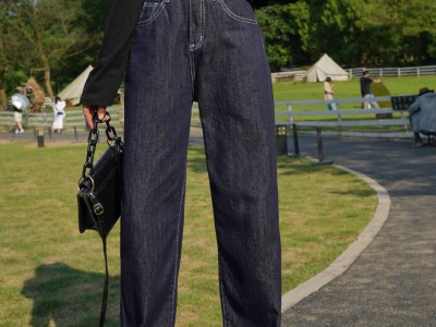 牛仔裤女秋季新款直筒宽松高腰小个子2020年秋款显瘦垂感阔腿Hình1