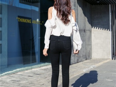 黑色牛仔裤女高腰显瘦2020秋款新百搭高弹紧身九分小脚裤子潮修身Hình1