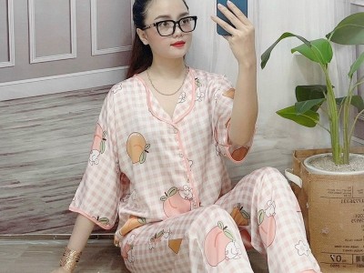 Bộ pijama nữ lụa latin cao cấp Freesize dưới 65kgHình3