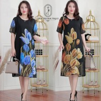 Đầm suông Linh Trà hoạ tiết hoa tulip - mã TM135