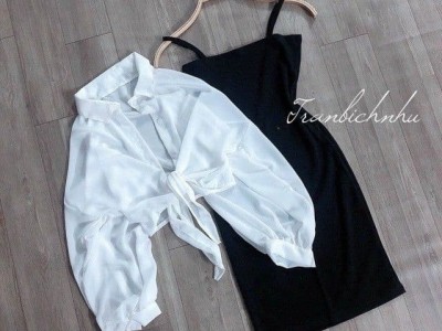 Áo Voan Sơ Mi khoác cột nơ phối đồ xinh xắn, ÁO SƠ MI KHOÁCHình2